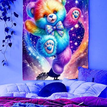 بکدراپ بلک لایت طرح خرس رنگین کمانی