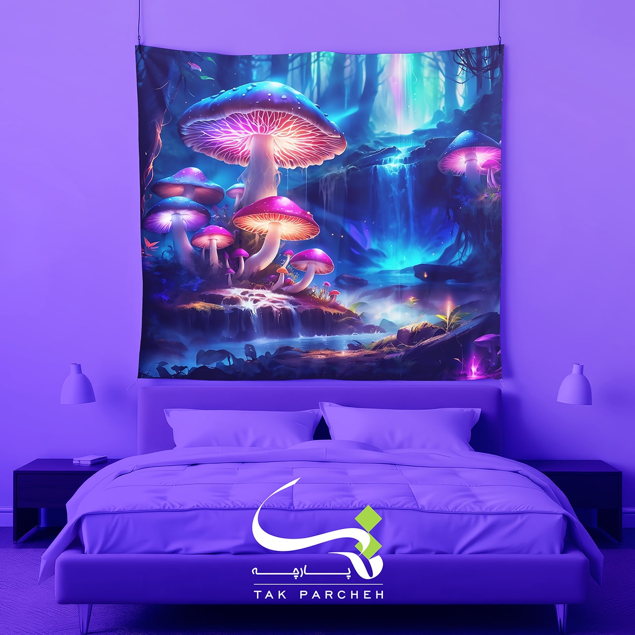 Blacklight Backdrop trah Mushrooms