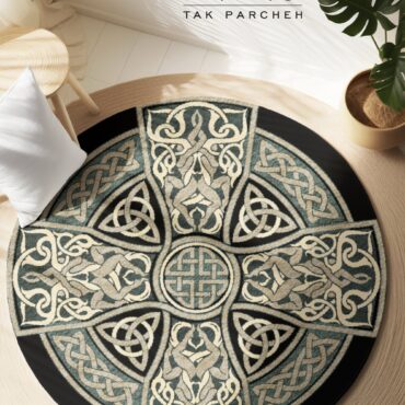 Blacklight Round Rug tarh Celtic knot