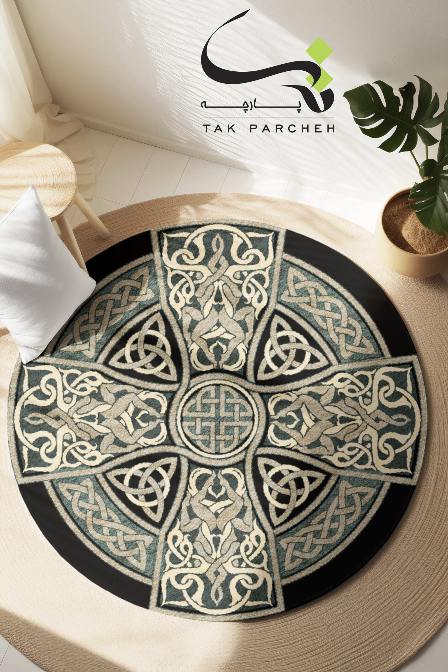 Blacklight Round Rug tarh Celtic knot