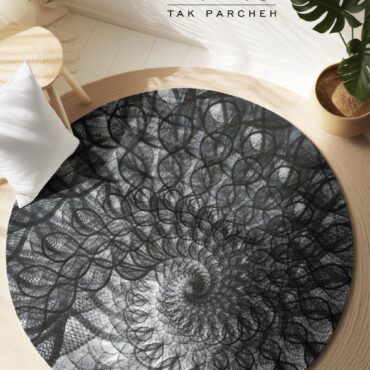 Blacklight Round Rug tarh Fractal