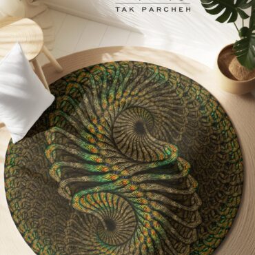 Blacklight Round Rug tarh Fractal