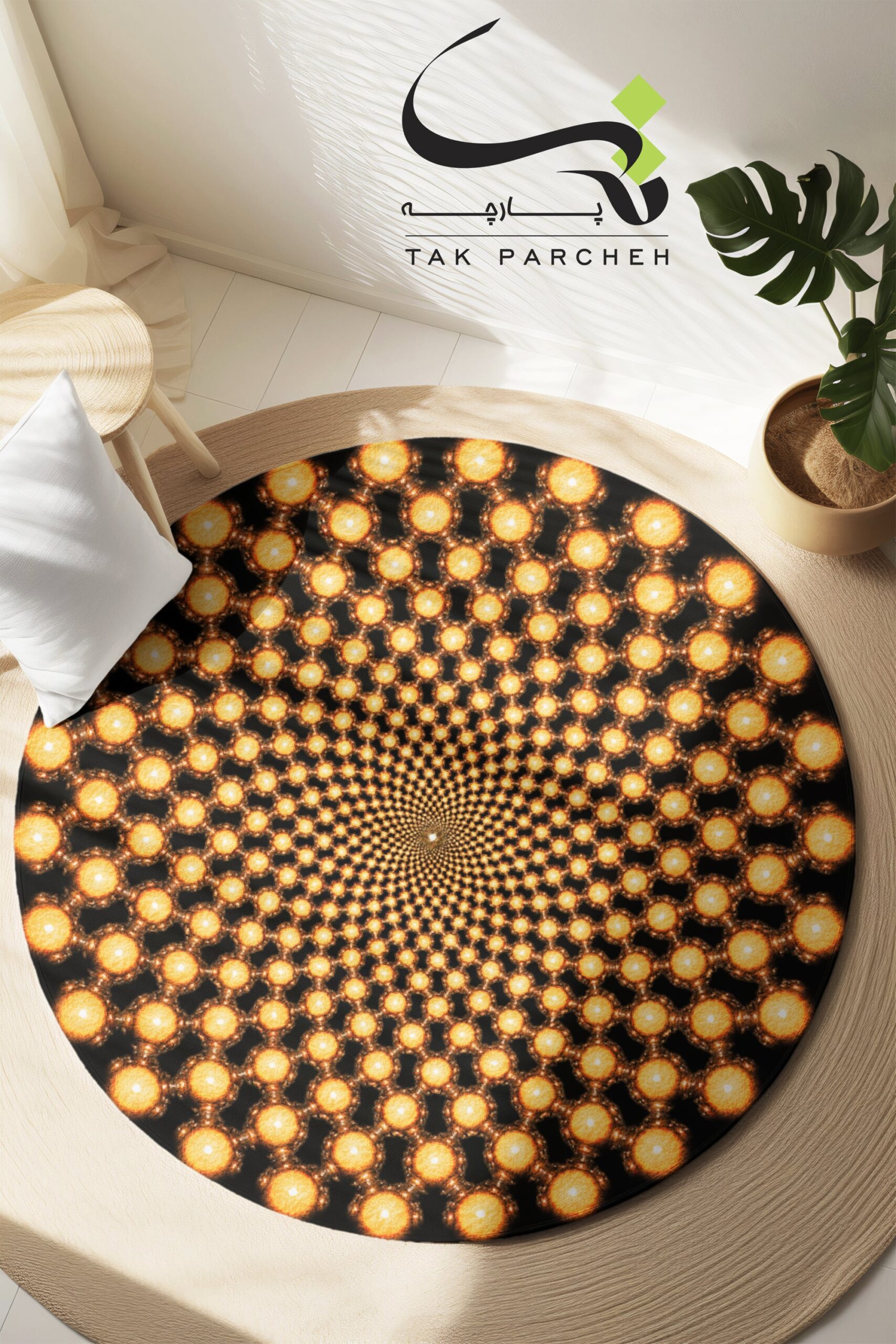 Blacklight Round Rug tarh Kaleidoscope