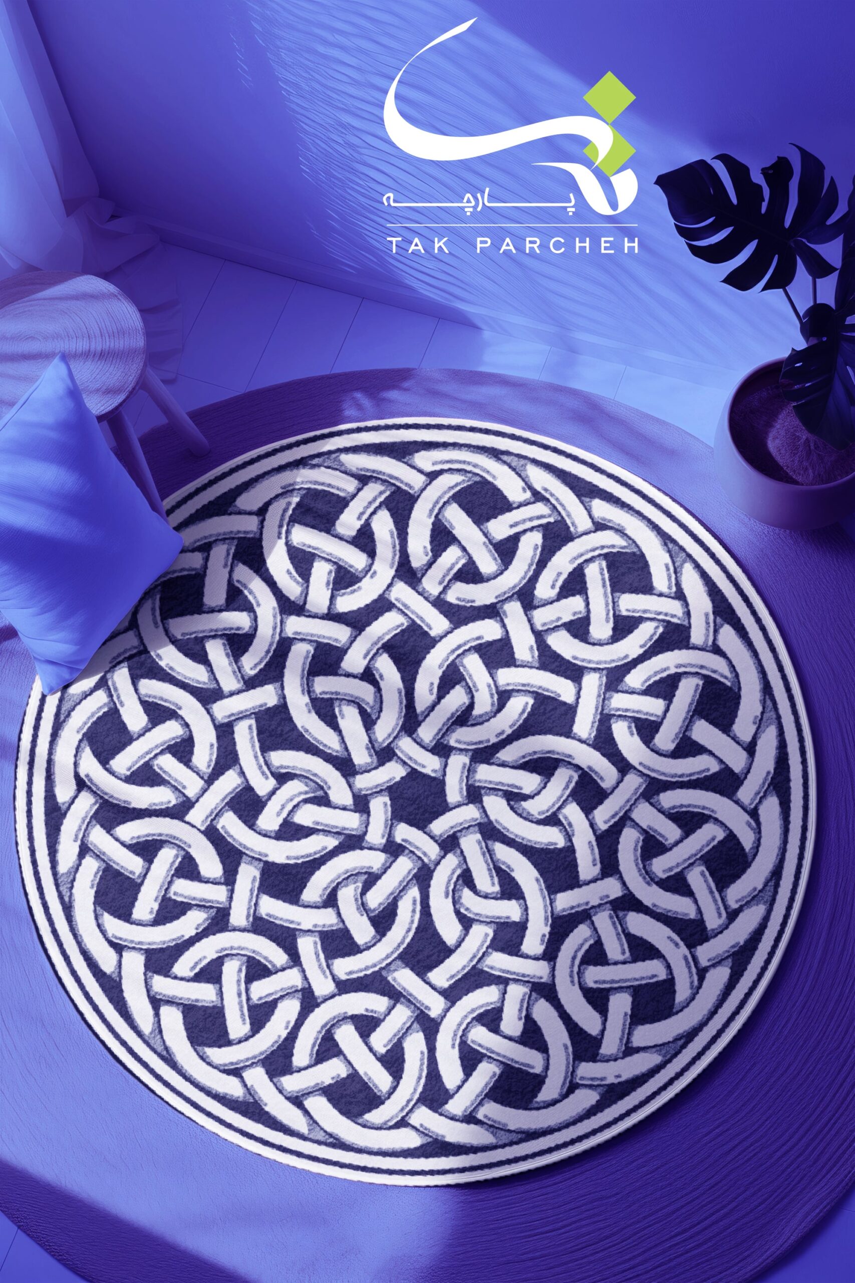 Blacklight Round Rug tarh Mandala Flower 0