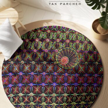 Blacklight Round Rug tarh Mandala star