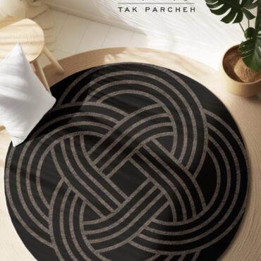 Blacklight Round Rug tarh Wooden Mandala