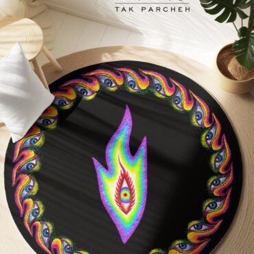 Blacklight Round Rug tarh eye