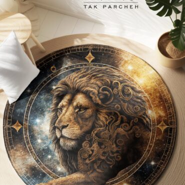 Blacklight Round Rug tarh lion