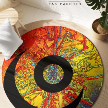 Blacklight Round Rug tarh sun moon