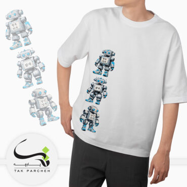 تیشرت مردانه طرح ربات آبی