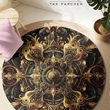 round carpet blacklight - Golden mandala