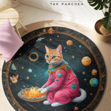 round carpet blacklight - cat