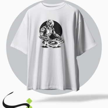 tshirt tarh DJ Robot white