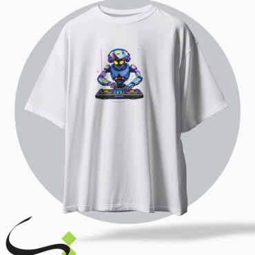 tshirt tarh DJ Robot white