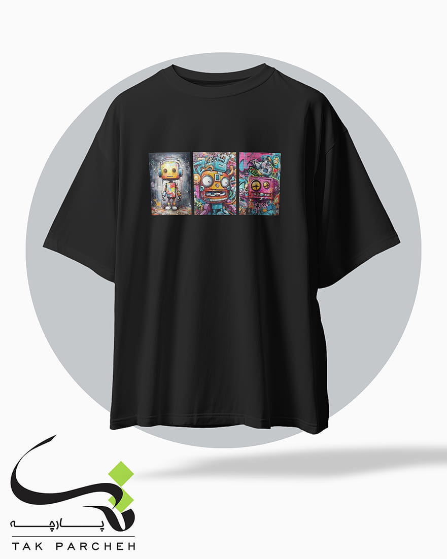 tshirt tarh Graffiti Robot black