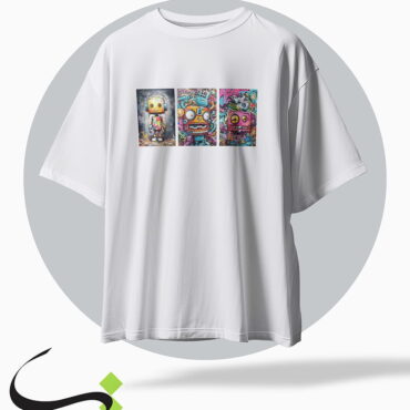 tshirt tarh Graffiti Robot white