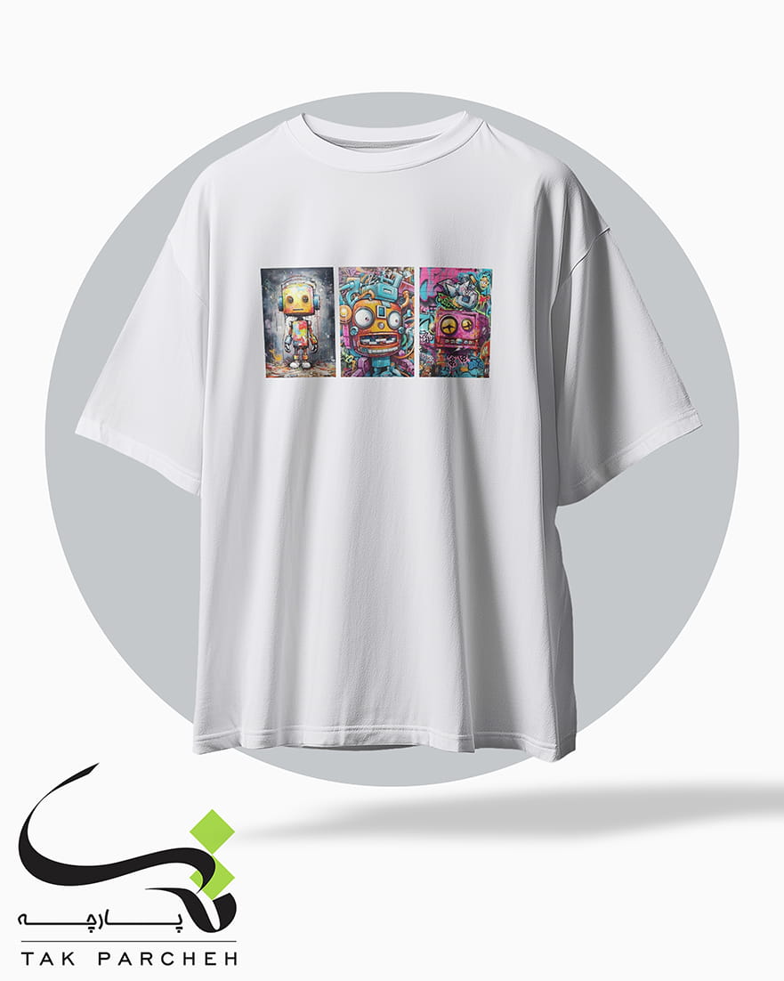 tshirt tarh Graffiti Robot white